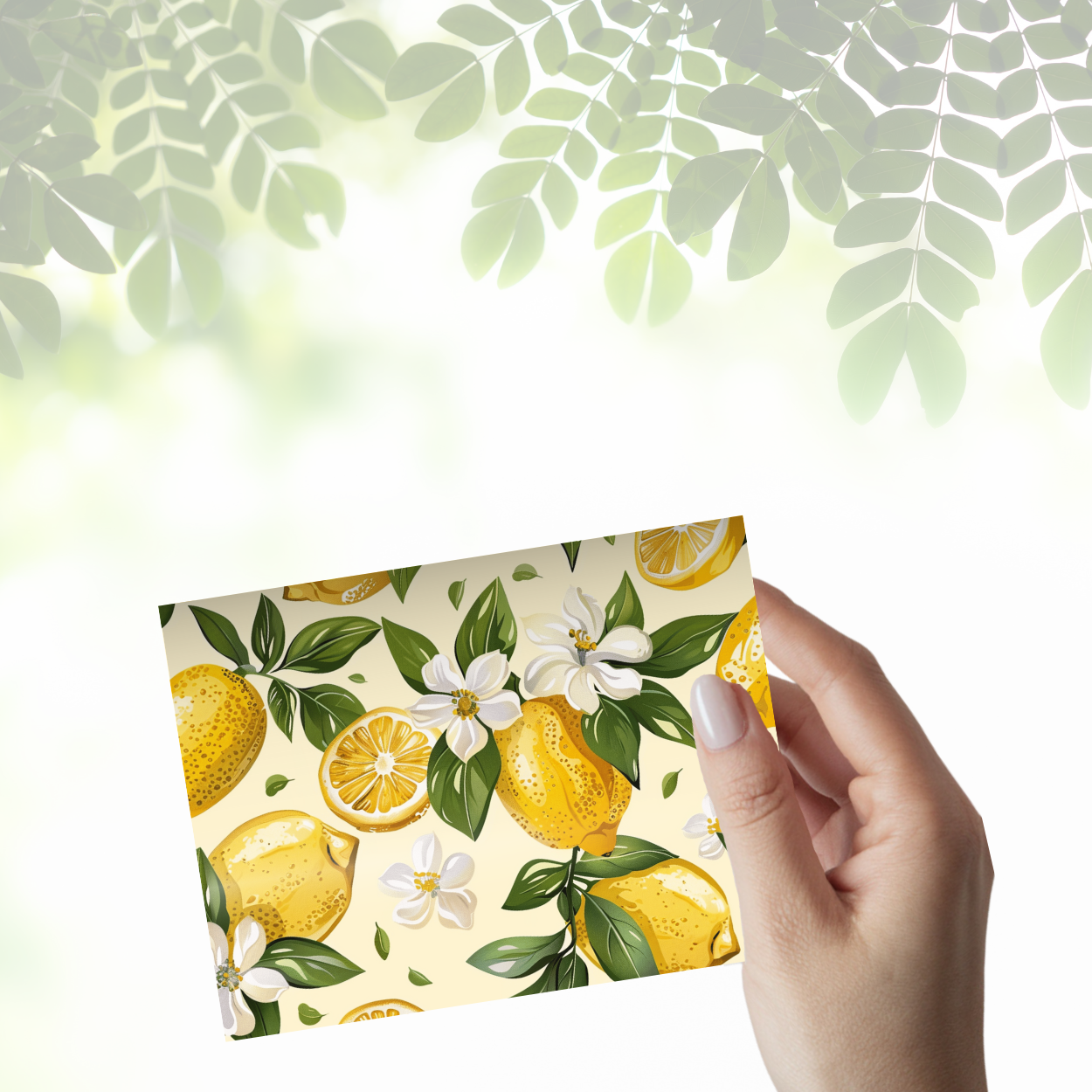 π Lemon Notecard Set β Pack of 8 Blank Greeting Cards with Envelopes β 5.5x4.25" β Fresh Lemon Watercolor Designs β Kraft Gift Box Included