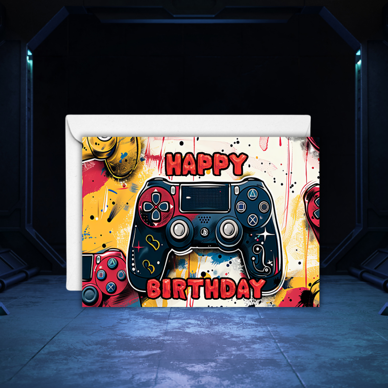 ๐ฎ Gamer Birthday Card for Boys โ Bold Video Game Controller Design โ 5"x7" Card with Envelope โ Fun, Cool, and Blank Inside