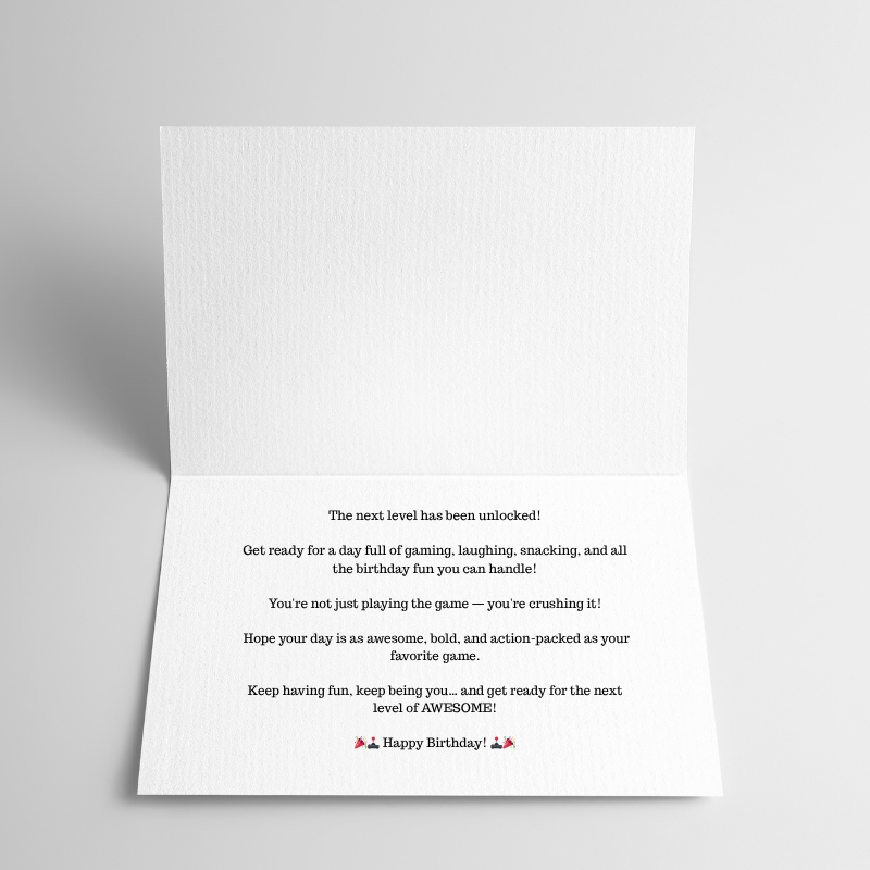 ๐ฎ Gamer Birthday Card for Boys โ Bold Video Game Controller Design โ 5"x7" Card with Envelope โ Fun, Cool, and Blank Inside