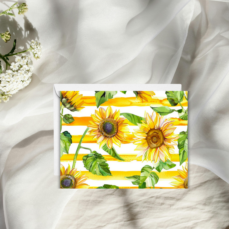 π» Sunflower Notecard Set β Pack of 8 Blank Greeting Cards with Envelopes β 5.5x4.25" β Kraft Gift Box Included β Vibrant Watercolor Designs