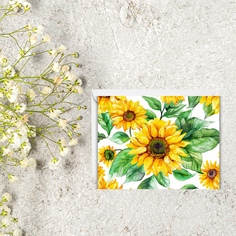 π» Sunflower Notecard Set β Pack of 8 Blank Greeting Cards with Envelopes β 5.5x4.25" β Kraft Gift Box Included β Vibrant Watercolor Designs