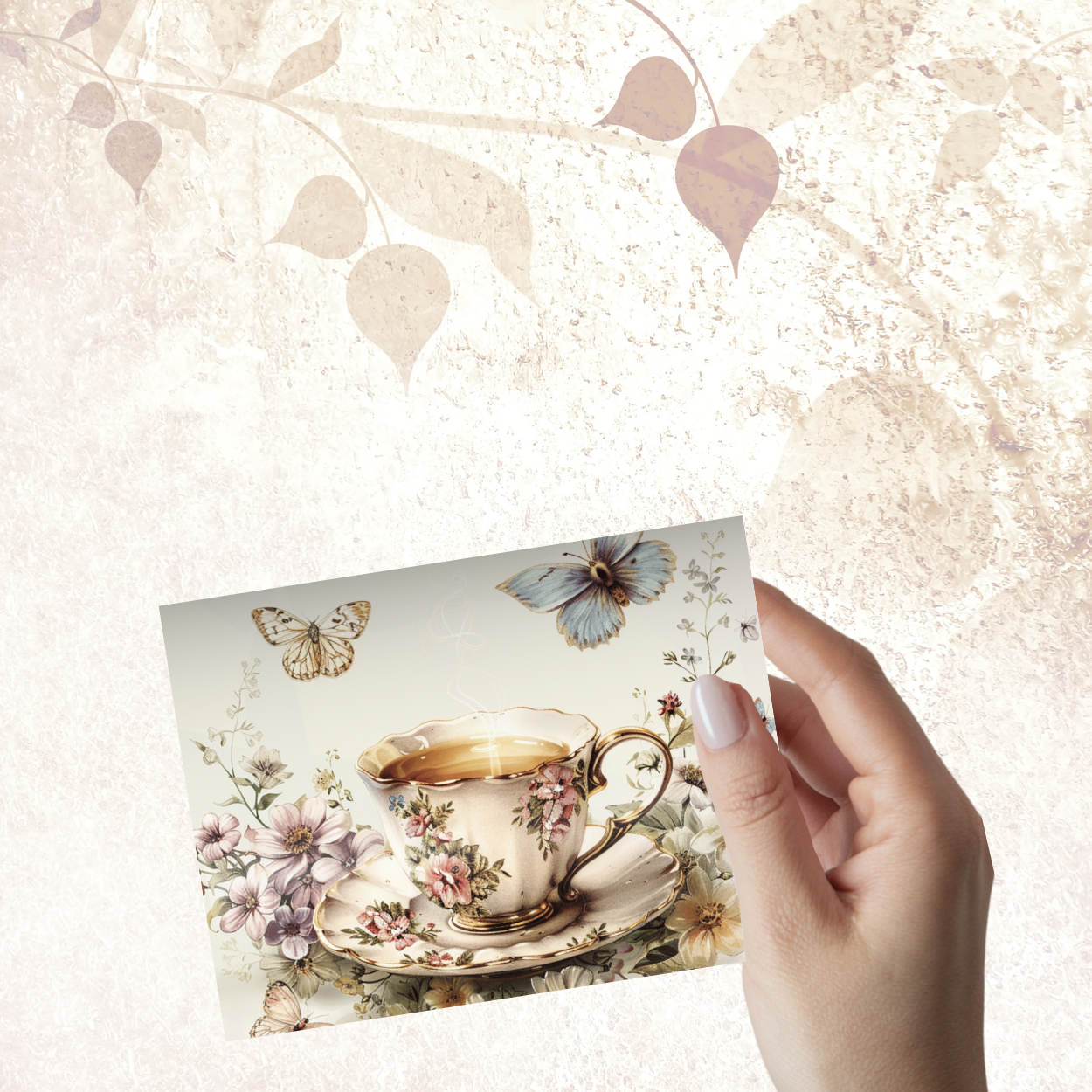Tea & Tranquility Notecard Set – Pack of 8 Vintage Teacup Greeting Cards