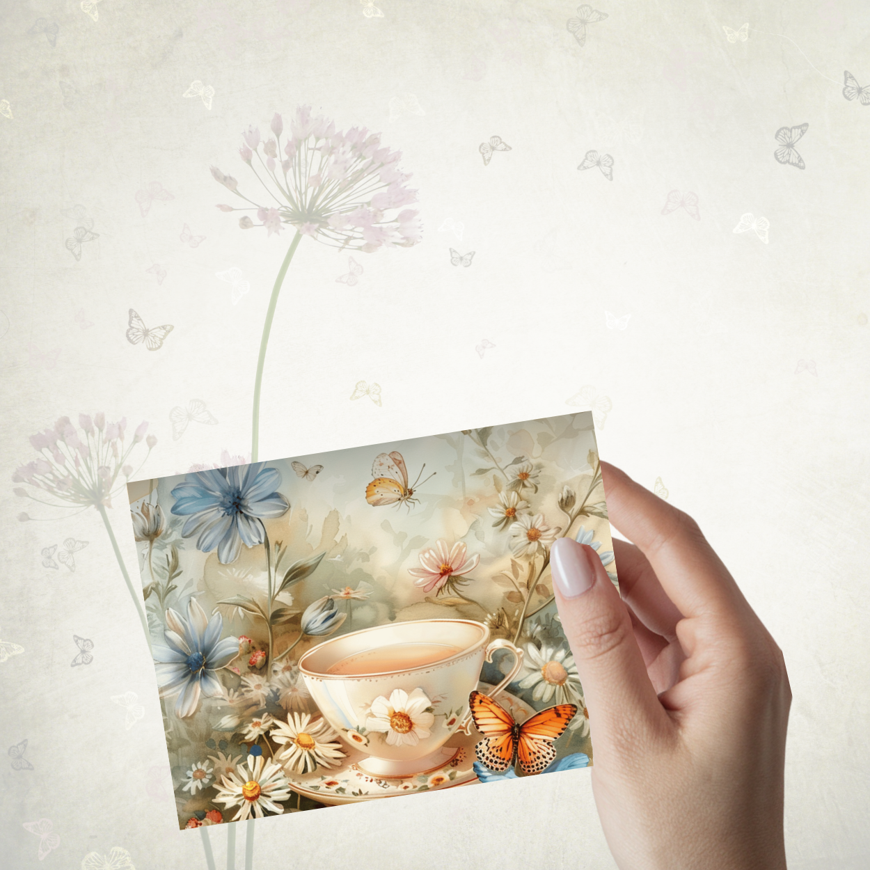 Tea & Tranquility Notecard Set – Pack of 8 Vintage Teacup Greeting Cards