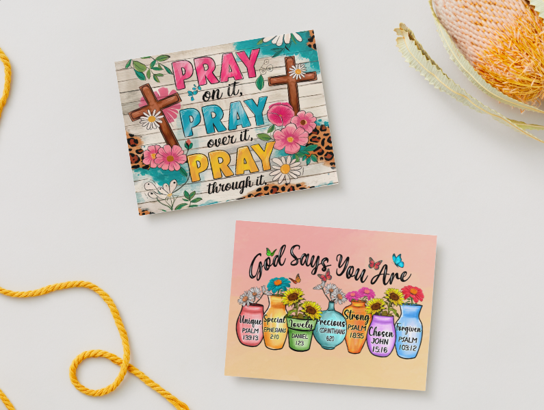 Faith & Encouragement Notecard Set – 8 Inspirational 5.5"x4.25" Cards with Envelopes in Kraft Gift Box