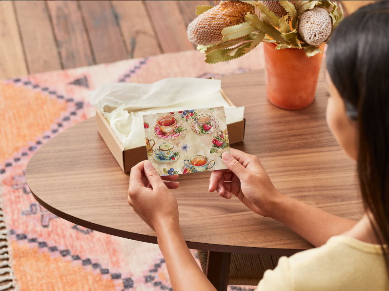 Elegant Vintage Tea Set Notecards - Boxed Set of 8