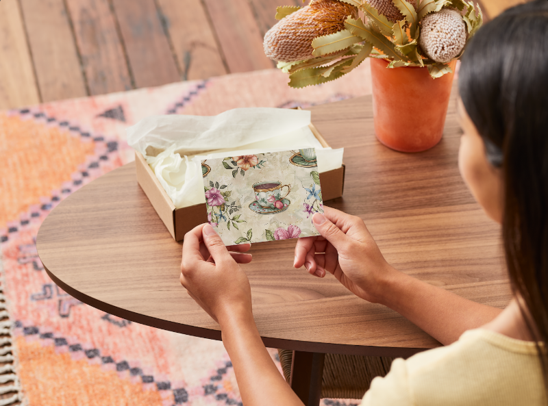 Elegant Vintage Tea Set Notecards - Boxed Set of 8