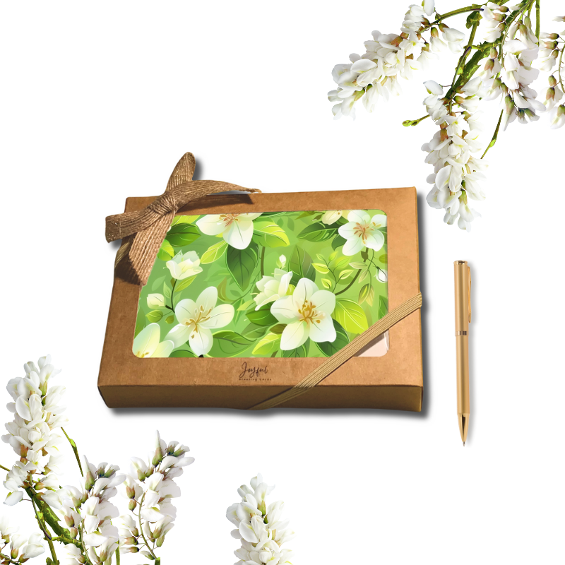 Spring Blossom Notecard Set – Pack of 8 Elegant Floral Greeting Cards