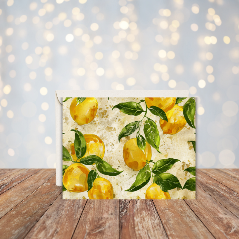 π Lemon Notecard Set β Pack of 8 Blank Greeting Cards with Envelopes β 5.5x4.25" β Fresh Lemon Watercolor Designs β Kraft Gift Box Included