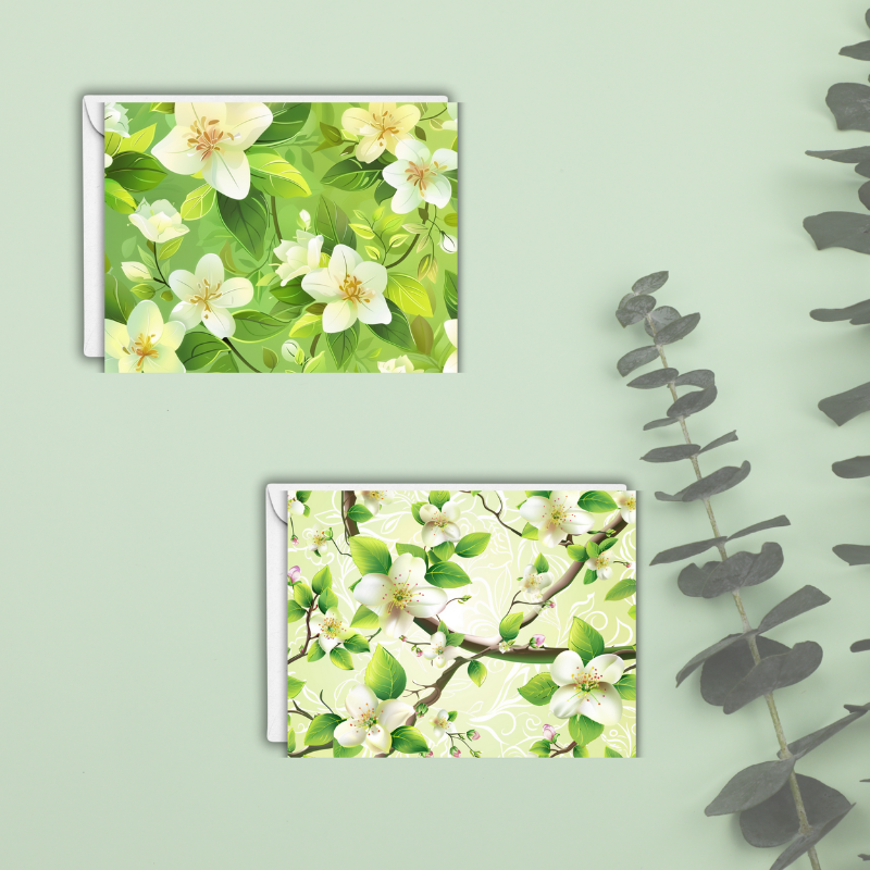 Spring Blossom Notecard Set – Pack of 12 Elegant Floral Greeting Cards