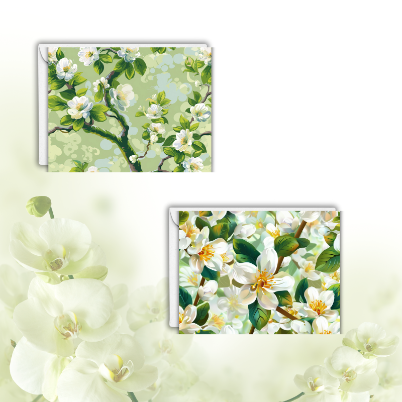 Spring Blossom Notecard Set – Pack of 12 Elegant Floral Greeting Cards