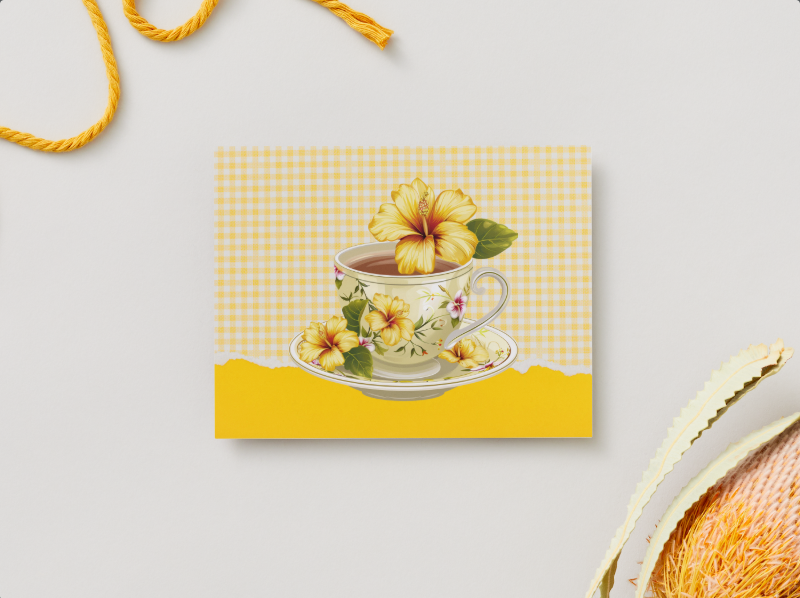 Vintage Floral Teacup Notecards – Set of 12 with Envelopes